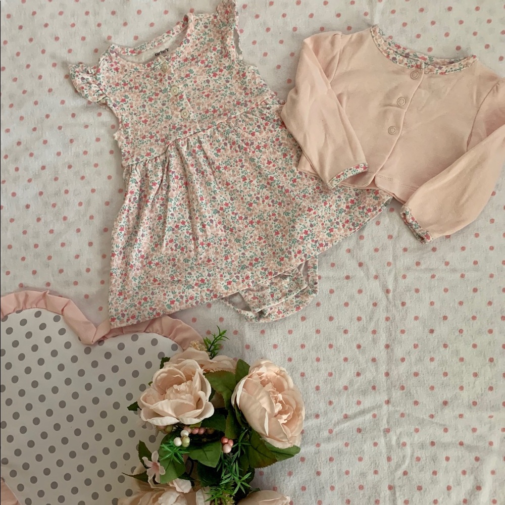 5️⃣🎉🌸Carters floral dress w/matching sweater 🌼
